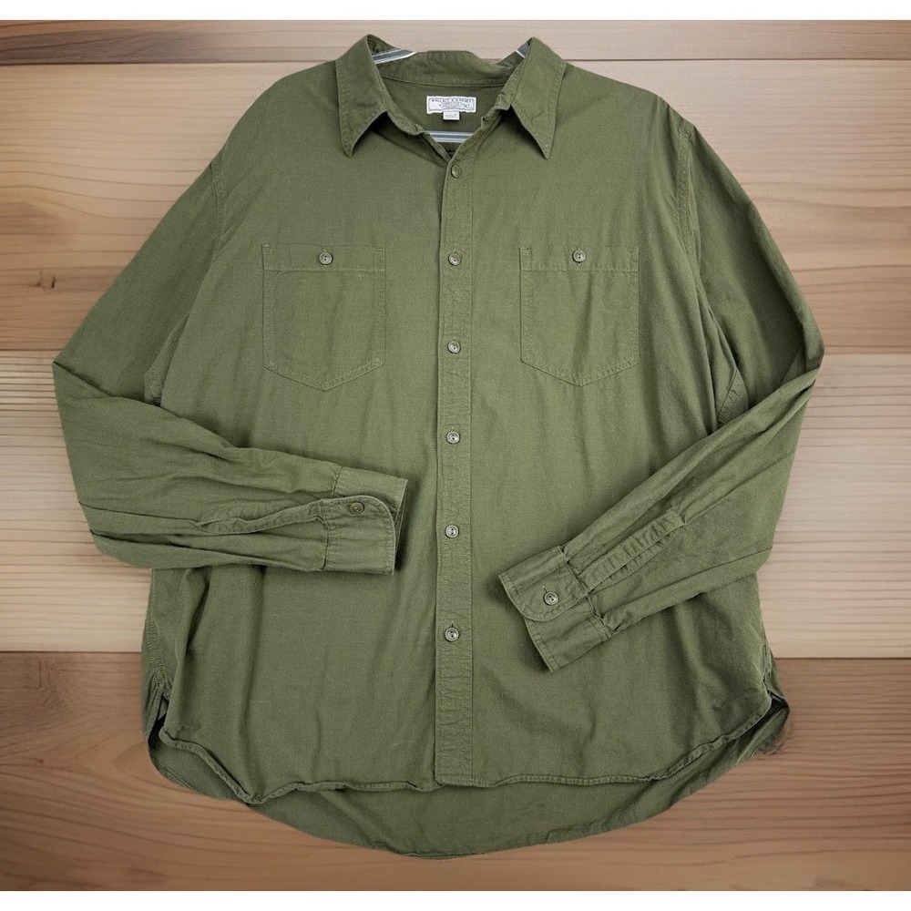 Wallace & Barnes Mens XL Lightweight‎ Work Shirt Button Up Olive Green $98